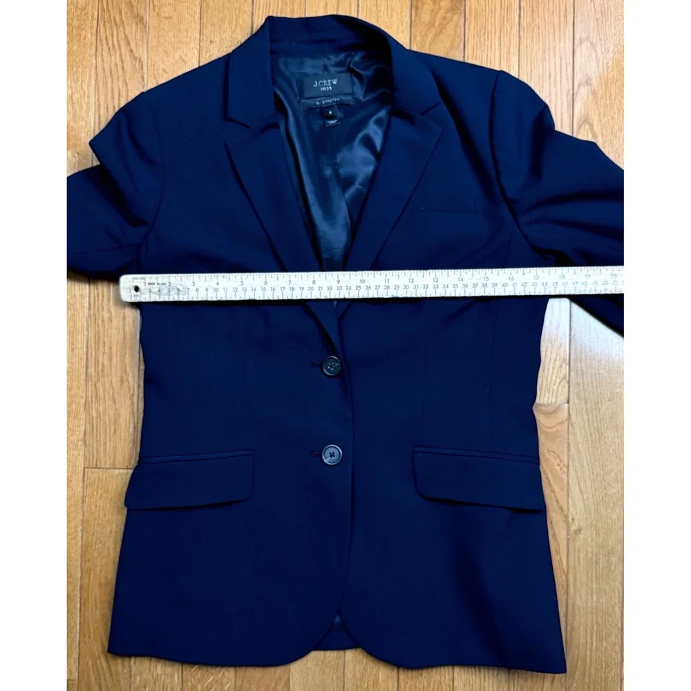 J. Crew 1035 Bi-Stretch Wool Blazer Navy Blue Two-Button Jacket Size 6 95961